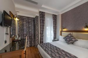 une chambre d'hôtel avec un lit et une télévision dans l'établissement Aristocrat Hotel, à Istanbul