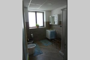 a bathroom with a toilet and a sink at CA' DEI PAOLI in Pieve Vergonte