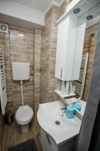 y baño con lavabo blanco y aseo. en 7 Days Premium Apartment, en Subotica