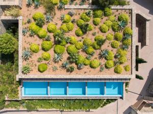 an overhead view of a building with plants on the side at Daios Cove in Agios Nikolaos