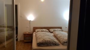 a bedroom with two beds with pillows on them at Dolomitica, nuovo, fino a 6 Persone in Vols am Schlern
