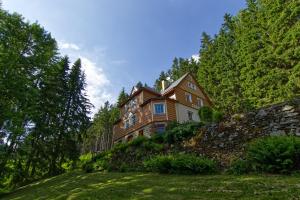 a house on top of a hill with trees at Penzion Eden in Pec pod Sněžkou