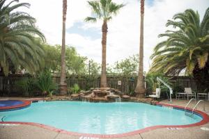 a swimming pool with a fountain and palm trees at Best Western Champions Forest Inn and Suites in Houston