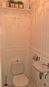 La salle de bains est pourvue de toilettes et d'un lavabo. dans l'établissement Bed by the Beach, à Flessingue