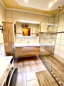 a bathroom with a sink and a washing machine at Apartment Ani in Ramsau am Dachstein
