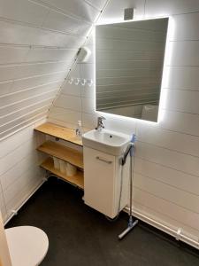 a bathroom with a sink and a mirror at Syöte Igloos in Syöte