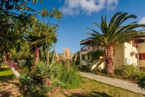 een huis met palmbomen ervoor bij Holiday Rooms in Otziás