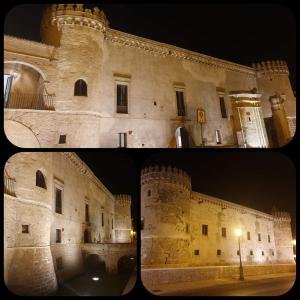 two pictures of a castle at night at B&B L'ABBAZIA in Torremaggiore