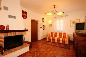 a living room with a fireplace and a television at Agriturismo Il Torrino in Cortona