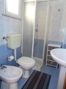 ein Bad mit einem WC, einem Waschbecken und einer Dusche in der Unterkunft B&B Don Diego in Linguaglossa