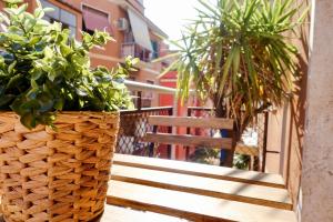 dos macetas en cestas sentadas en un balcón en The Good Place B&B en Roma
