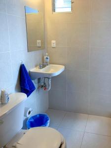 a bathroom with a sink and a toilet and a mirror at La Casa del Expositor in Guadalajara +27 photos