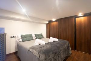 1 dormitorio con 1 cama con 2 almohadas en APARTAMENTOS PALACIO DE LOS JERÓNIMOS free parking, en Granada