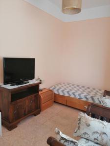 1 dormitorio con 1 cama y TV de pantalla plana en Appartamento Beatrice, en Pistoia