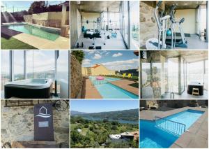 a collage of photos of a resort with a swimming pool at Vougaldeias Casas da Seara in Sever do Vouga