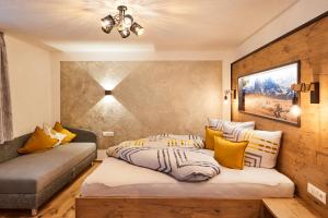 מיטה או מיטות בחדר ב-Apartment Naturnah