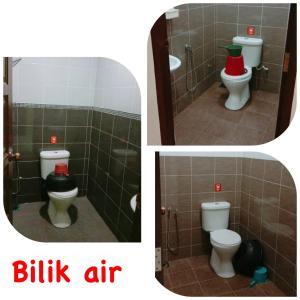 - deux photos d'une salle de bains avec deux toilettes et d'une salle de bains avec douche dans l'établissement Cassa Villa Guest House Pasir Mas, à Pasir Mas