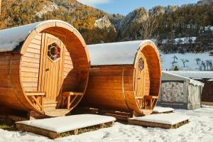 Camping Dreiländereck Blockhütten & Apartments v zime