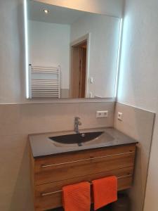 bagno con lavandino e specchio di Apartment Life a Radstadt