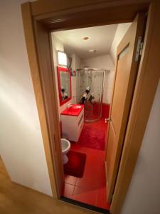 a bathroom with a shower and a toilet in a room at Villa Predeal in Predeal