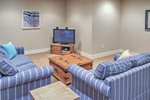 a living room with two couches and a tv at Gorgeous Wapato Point Lakehouse with Private Hot Tub in Manson