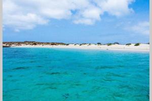 uma praia com água turquesa e uma praia branca em Kasa Mona em Calheta Do Maio