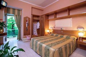 um quarto de hotel com uma cama grande e uma janela em Hotel Argentina & SPA em Fiuggi