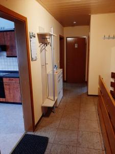 a kitchen with a refrigerator in a room at Zum alten Schusterhaus in Bad Endbach