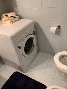 ミラノにあるBicocca Flat Fのバスルーム(洗濯機、トイレ付)