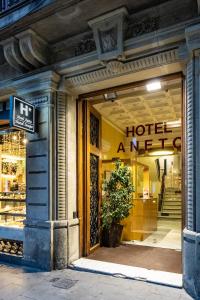 a store front with a large window at Hotel Aneto in Barcelona