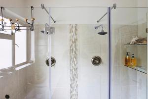 bagno con doccia e porta in vetro di One Above a Città del Capo Altre 17 foto