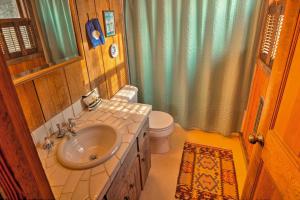 un baño con lavabo e inodoro en Cozy Cumberland Mountain Cabin with Stunning Views!, en Beersheba Springs
