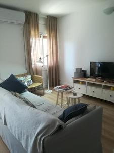 Televízia a/alebo spoločenská miestnosť v ubytovaní Apartment IBIZA STYLE + 37 fotografií