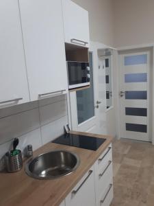 Kuchyňa alebo kuchynka v ubytovaní Soda apartman