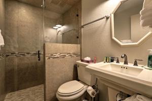 ein Badezimmer mit Toilette, Waschbecken und Dusche in der Unterkunft Keystone Home on Snake River with Hot Tub and Views! in Keystone + 26 Fotos