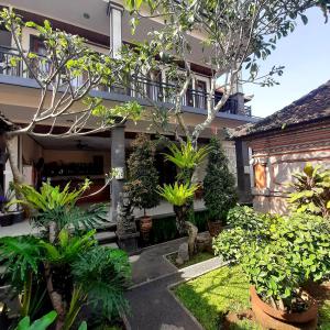 a garden in front of a building with plants at Odah Ayu Guest House in Ubud