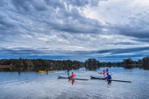 a group of people in boats on a lake at Discovery Parks - Forster in Tuncurry +26 photos