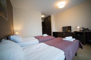 Łóżko lub łóżka w pokoju w obiekcie Hotel Avangarda