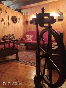 a room with a wooden wall with a camera in it at Appartamento Lo Bou in Valsavarenche