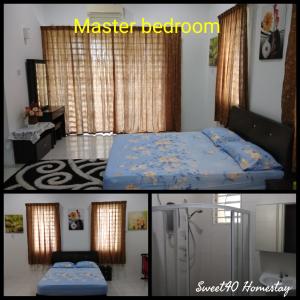 two pictures of a bedroom with a bed at Sweet40 Homestay in Kampong Batu Lapan