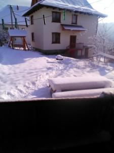 ヤレムチャにあるSadyba Zavitaikoの家の前の積雪