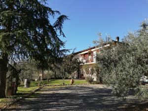 a house with a driveway in front of it at Agriturismo "Crocino in Chianti" in Gaiole in Chianti