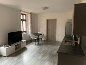 Una televisión o centro de entretenimiento en Penzion Fortuna Žatec