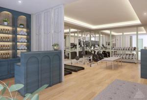 a rendering of a hair salon with mirrors at Jambuluwuk Thamrin Hotel in Jakarta