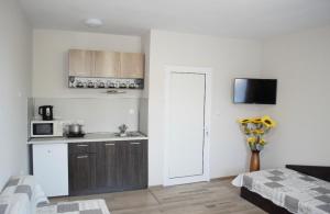 a living room with a kitchen and a living room at ComfortApartment IGLIKA 2 in Borovets