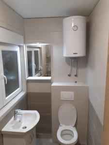 a small bathroom with a toilet and a sink at Snowman Studio Apartment Jahorina in Jahorina