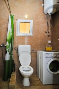 ein Badezimmer mit einem WC und einer Waschmaschine in der Unterkunft Apartments M&T in Tivat