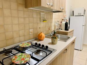 kuchnia z kuchenką górny piekarnik obok zlewu w obiekcie Monfenera Apartment 2 w mieście Palermo