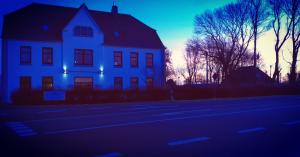 The sunrise or sunset as seen from a panziókat or nearby