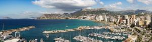 a view of a harbor with boats in the water at Hotel Porto Calpe in Calpe